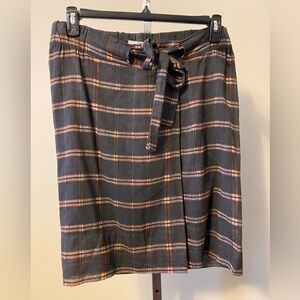 Isabel Marant Etoile brown and gray/black plaid wrap skirt, waist size 38”